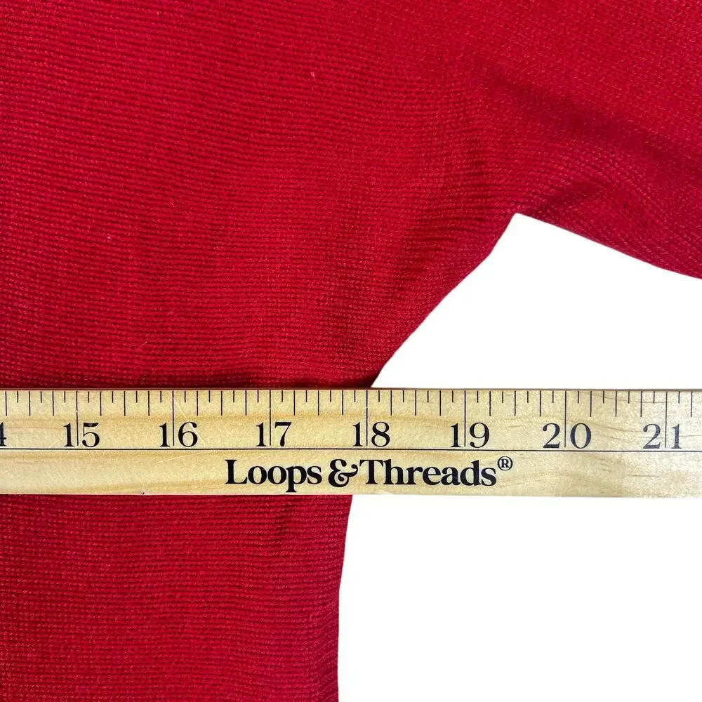 Michael Kors Red Tunic Sweater Womens M Gold Zip High Low Long Sleeve Knit Top